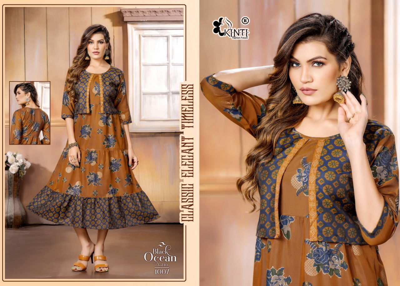 Black Ocean Vol 10 By Kinti Long Designer Kurtis Catalog